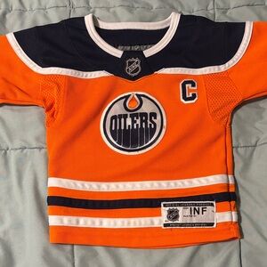 NHL Oilers Youth Orange and Navy Jersey